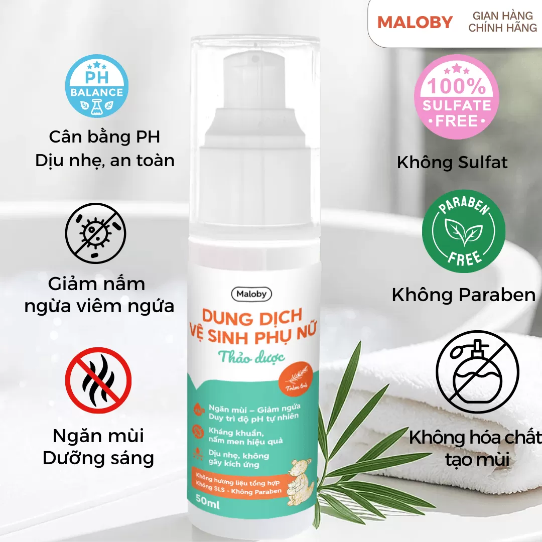 Dung Dịch Vệ Sinh Phụ Nữ Thảo Dược Tràm Trà Maloby