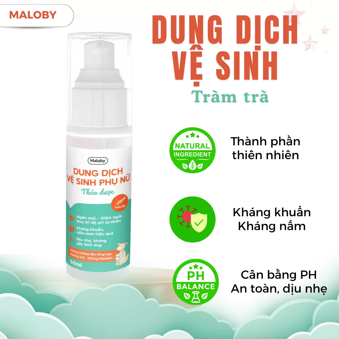 Dung Dịch Vệ Sinh Phụ Nữ Thảo Dược Tràm Trà Maloby