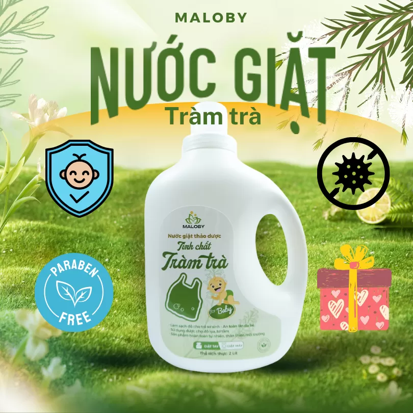 Nước Giặt Quần Áo Sơ Sinh, Cho Bé Thảo Dược Tràm Trà Maloby