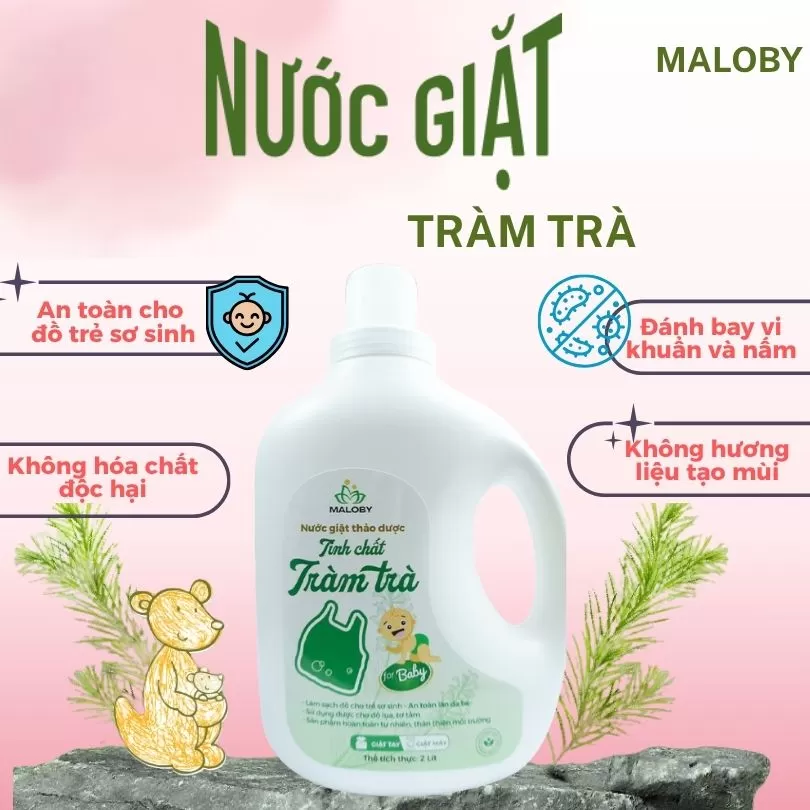 Nước Giặt Quần Áo Sơ Sinh, Cho Bé Thảo Dược Tràm Trà Maloby