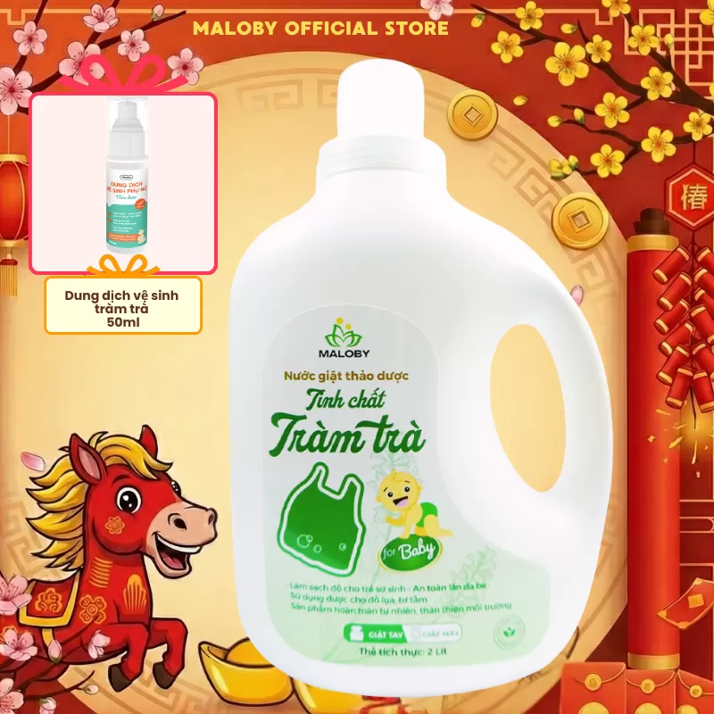 Nước Giặt Quần Áo Sơ Sinh, Cho Bé Thảo Dược Tràm Trà Maloby